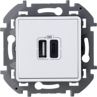 Устройство зарядное Inspiria с 2-мя USB разьемами A и C 240В/5В 3000мА бел. IEK 673760
