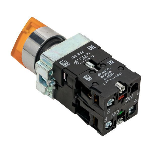 Переключатель BD21 2P с желт. подсветкой 230В NO PROxima EKF xb2-bk21-y-230