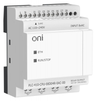 Модуль ЦПУ ПЛК 410 8 DI 4 RO 220В AC с Ethernet портом без экрана ONI PLC-410-CPU-08D04R-0AC-00
