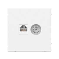 Розетка компьютерная + телевизионная 2-м СП ArtGallery RJ45 кат.5E + TV механизм бел. SE GAL000189