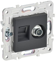 Розетка двойная TV+RJ45 кат.5E SKANDY SK-A14T титан IEK SK-AK20-1-K48