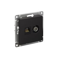 Розетка компьютерная + телевизионная 2-м СП AtlasDesign RJ45 кат.5E + TV механизм карбон SE ATN001089