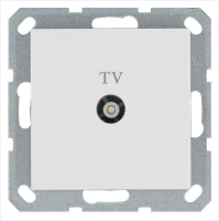 Розетка телевизионная оконечная TV Ф9.5мм механизм бел. глянцевый Jasmart G6001W