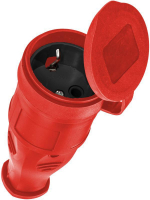 Розетка 16А IP44 прямая с заземл. каучук красн. КОСМОС RKsm-Z-IP(R)16A