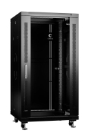 Шкаф монтажный телекоммуникационный напольный SH-05C-22U60/80-BK 19дюйм для распред. и серверн. оборудования 22U 600х800х1166мм передн. стеклян. и задн. сплошн. метал. двери ручка с замком черн. (RAL 9004) Cabeus 8572c