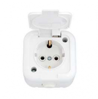Розетка 1-м ОП 16А IP54 с заземл. с крышкой бел. Bylectrica РА16-214
