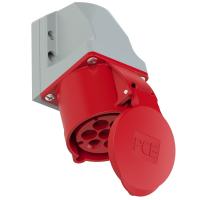 127-6v PCE Розетка настенная 32А/400V/6P+E/IP44, никелированные контакты