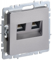 Розетка компьютерная двойн. СП RJ45 кат.5E BRITE РК10-2-БрС механизм сталь IEK BR-K20-1-K46