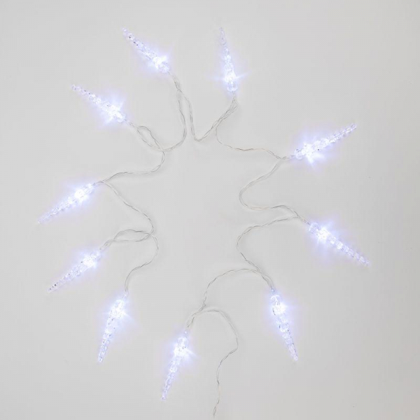 Гирлянда светодиодная "Сосульки" 1.5м 10LED бел. 0.1Вт IP20 провод ПВХ прозр. элементы питания 2хAA (не в компл.) Neon-Night 303-094