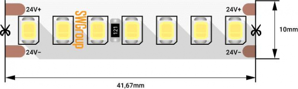 Лента светодиодная ПРО 2835 168LED/м 17.3Вт/м нейтр. бел. 24В IP20 (уп.5м) SWG PRO 00-00005268