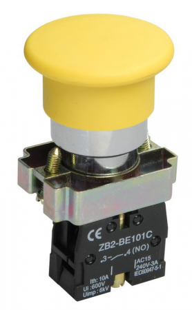 Кнопка управления "Грибок" LAY5-BC51 1НО без подсветки желт. KARAT IEK BBG70-BC-K05