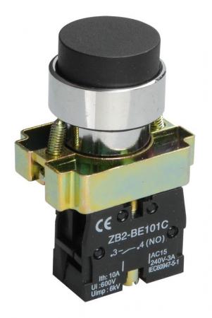 Кнопка LAY5-BL21 1НО без подсветки черн. KARAT IEK BBT70-BL-K02