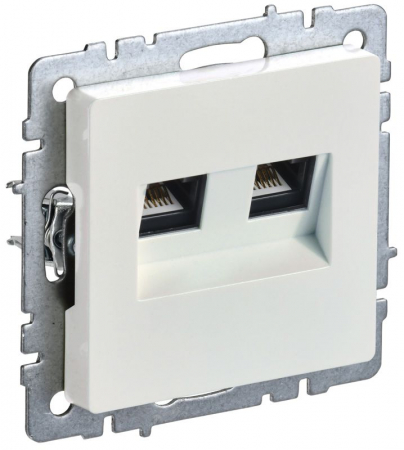 Розетка компьютерная двойн. СП RJ45 кат.5E BRITE РК10-2-БрЖ механизм жемчуж. IEK BR-K20-1-K36