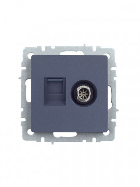 Розетка компьютерная + телевизионная 2-м BRITE РТВ/РК12-БрМ RJ45 кат.5E + TV механизм маренго IEK BR-AK20-1-K35
