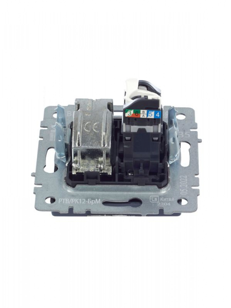 Розетка компьютерная + телевизионная 2-м BRITE РТВ/РК12-БрМ RJ45 кат.5E + TV механизм маренго IEK BR-AK20-1-K35