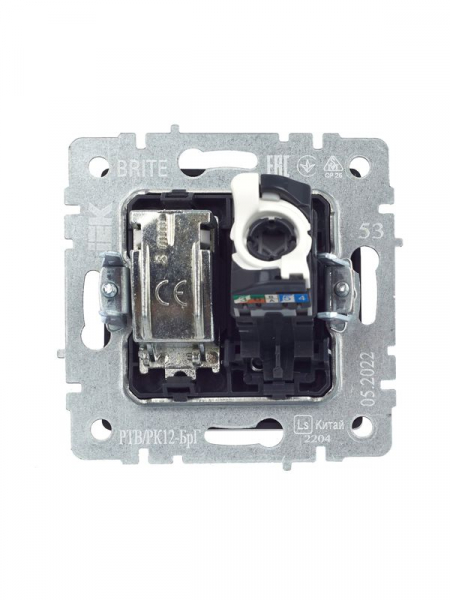 Розетка компьютерная + телевизионная 2-м BRITE РТВ/РК12-БрГ RJ45 кат.5E + TV механизм графит IEK BR-AK20-1-K53