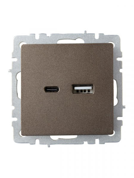 Розетка BRITE USB A+C 18Вт РЮ11-1-БрТБ механизм бронза IEK BR-U22-018-K45