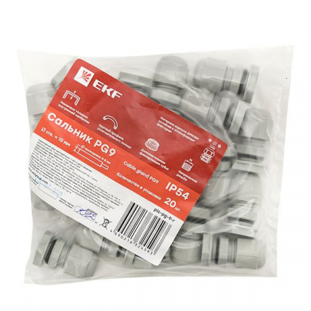 Сальник PG9 IP54 d отв. 16мм/d провод. 4-8мм PROxima EKF plc-pg-9-r