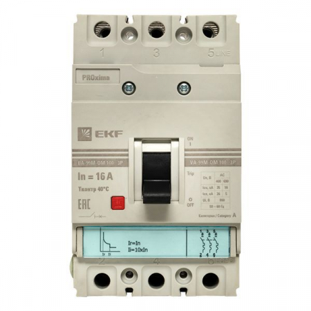 Выключатель автоматический 3п 100/ 16А 35кА ВА-99М РМРС PROxima EKF mccb99-100-16m-om