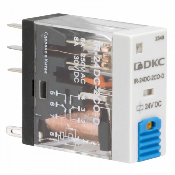 Реле одиночное 24В DC 2 прекидн. контакта DKC IR-24DC-2CO-D