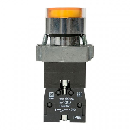 Кнопка BA51 с подсветкой 230В желт. NO IP65 PROxima EKF xb2-bw51-230-65