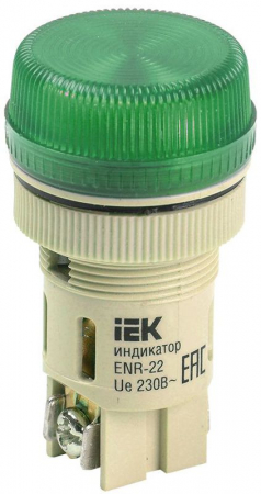 Лампа сигнальная ENR-22 d22мм 240В зел. цилиндр неон GENERICA BLS40-ENR-K06