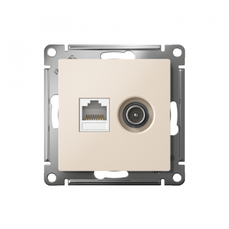 Розетка компьютерная + телевизионная 2-м СП AtlasDesign RJ45 кат.5E + TV механизм беж. SE ATN000289