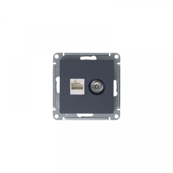 Розетка компьютерная + телевизионная 2-м СП AtlasDesign RJ45 кат.5E + TV механизм грифель SE ATN000789