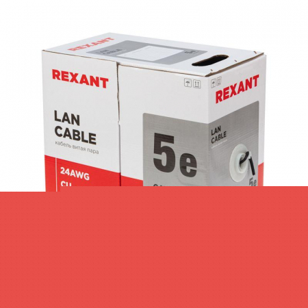 Кабель витая пара U/UTP кат.5E 4х2х24AWG solid CU ZH нг(А)-HF OUTDOOR черн. (305м) Rexant 01-0065