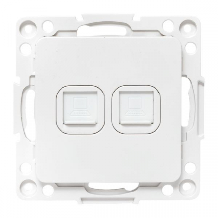Розетка компьютерная 2-м Стокгольм RJ-45 механизм бел. EKF EYK02-035-10
