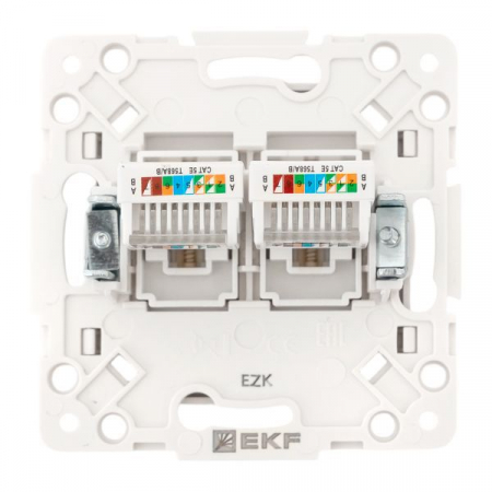 Розетка компьютерная 2-м Стокгольм RJ-45 механизм бел. EKF EYK02-035-10