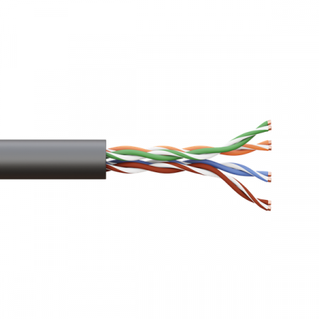 Кабель витая пара U/UTP кат.5E 4 пары 24 AWG solid внешн. LDPE черн. TERACOM PRO EKF TRP-5EUTP-04PE-BK-OUT3