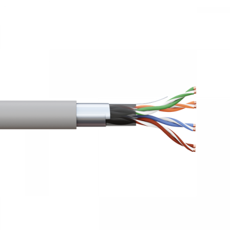 Кабель витая пара F/UTP кат.5E 4 пары 24 AWG solid PVC сер. TERACOM PRO EKF TRP-5EFTP-04PVC-GY-IN3