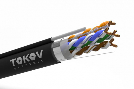 Кабель витая пара F/UTP 4х2х24AWG(0.51мм) + тросс кат.5E PE TOKOV PRO Fluke tested (м) TOKOV ELECTRIC TKP-C05-F42-5E-305-ODC