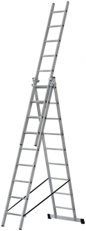 Лестница трехсекционная 3х9 H=257/426/591см 11.18кг алюм. FIT 65434