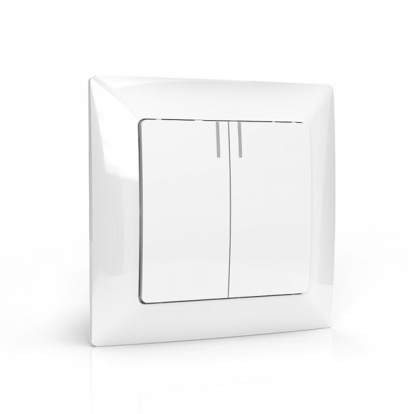 Выключатель 2-кл. СП AVA 10А IP20 с индикатором в сборе бел. TOKOV ELECTRIC TKL-AV-V2IF-C01