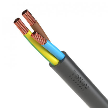 Провод TOKOV ELECTRIC ПВС 3х1(2х1+1х1) 380В Ч (бухта) (м) 1945489