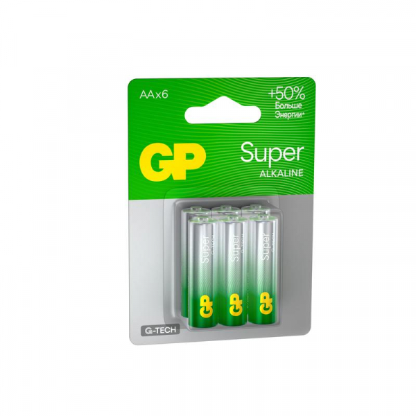 Элемент питания алкалиновый AA/LR6 1.5В Super Alkaline G-Tech 15AA21-2CRSBC6 36/720 (блист.6шт) GP 1228