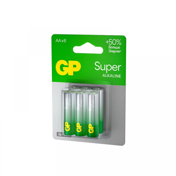 Элемент питания алкалиновый AA/LR6 1.5В Super Alkaline G-Tech 15AA21-2CRSBC6 36/720 (блист.6шт) GP 1228