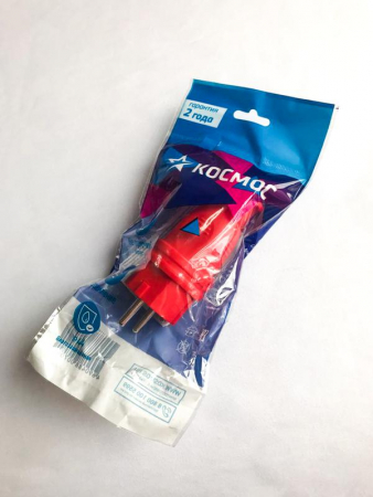 Вилка прямая 16А IP44 красн. КОСМОС VKsm-Z-IP(R)16A