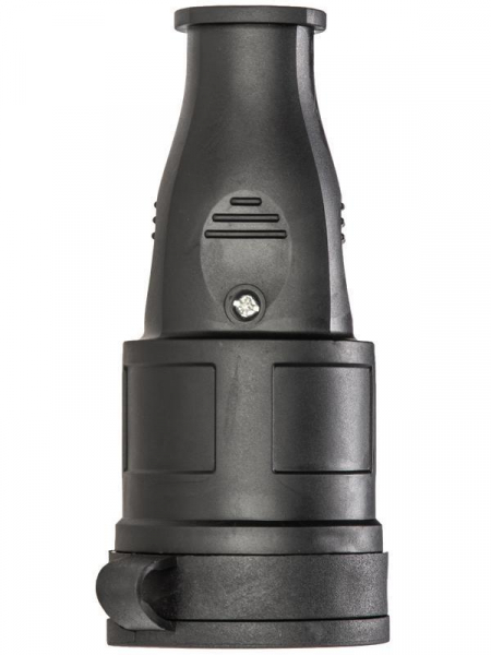 Розетка 16А IP44 прямая с заземл. каучук черн. КОСМОС RKsm-Z-IP(B)16A