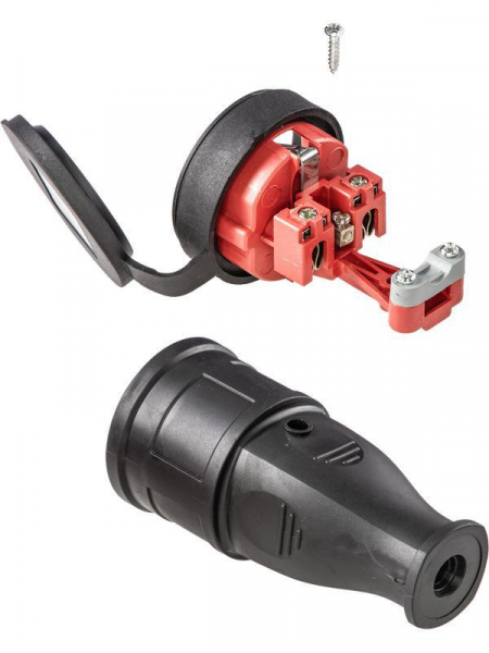 Розетка 16А IP44 прямая с заземл. каучук черн. КОСМОС RKsm-Z-IP(B)16A
