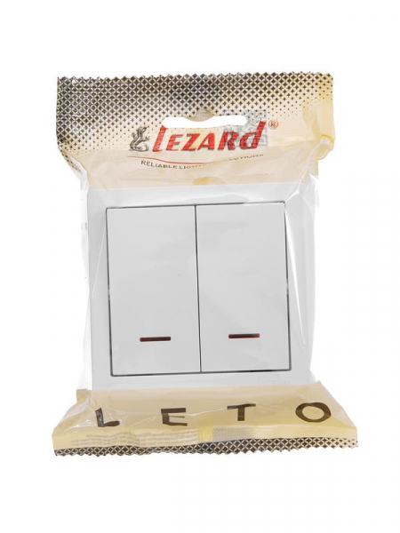 Выключатель 2-кл. ОП LETO 10А IP20 с индикацией бел. LEZARD 752-0200-112