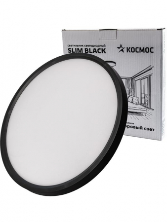 Светильник светодиодный SLIM BLACK 38Вт 4500К IP40 2650лм 230В 400х25мм КОСМОС KSlim38w_B4500K