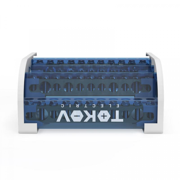 Шина на DIN-рейку в корпусе (кросс-модуль) 4 группы по 11 отверстий 125А TOKOV ELECTRICT KE-DBTB-125-4-11/3L+PEN