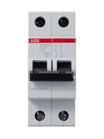 Выключатель автоматический модульный 2п C 16А 4.5кА SH202L C16 ABB 2CDS242001R0164