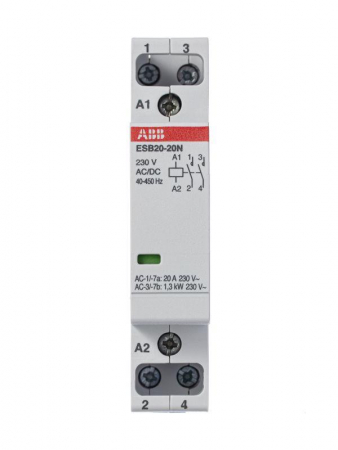 Контактор ESB20-20N-06 модульный (20А АС-1 2НО) катушка 230В AC/DC ABB 1SBE121111R0620