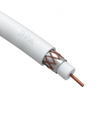 Кабель коаксиальный RG-6U 75Ом Cu/(оплетка Cu 64%) PVC 100м бел. Эра Б0044603