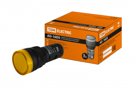 Лампа AD-16DS(LED)матрица d16мм желтый 36В AC/DC TDM