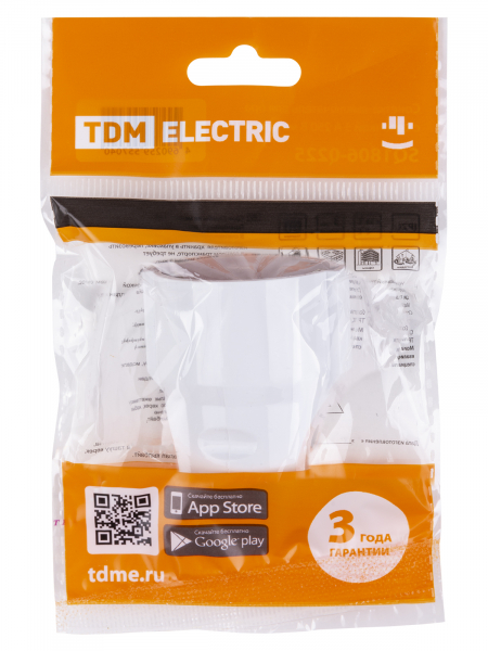 Кабельная розетка рифленая 2П+З 16А 250B белая TDM